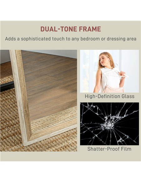 HOMCOM 162.6 cm Two-Tone Full Length Mirror - White/Oak-Tone - pic 162646 | FastDaddyshop