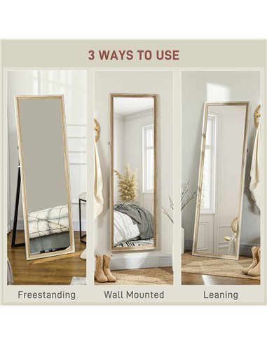 HOMCOM 162.6 cm Two-Tone Full Length Mirror - White/Oak-Tone