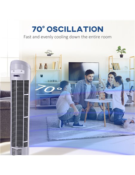 HOMCOM 30" Oscillating Tower Fan 3 Speed Mode Ultra Slim Indoor Air Refresher Cooling Machine Noise Reduction - White - pic 16265 | FastDaddyshop