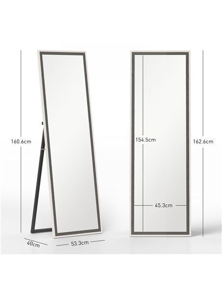 HOMCOM 162.6 cm Two-Tone Full Length Mirror - White/Grey-Tone - pic 162653 | FastDaddyshop
