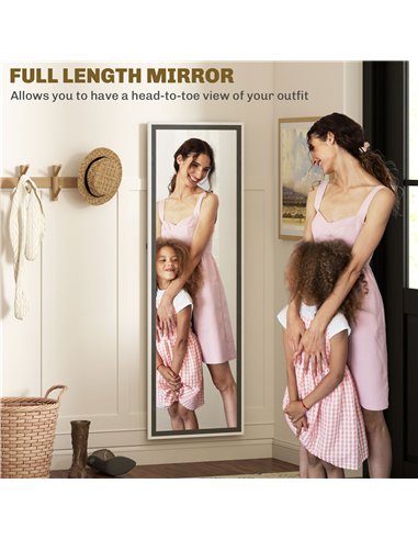 HOMCOM 162.6 cm Two-Tone Full Length Mirror - White/Grey-Tone