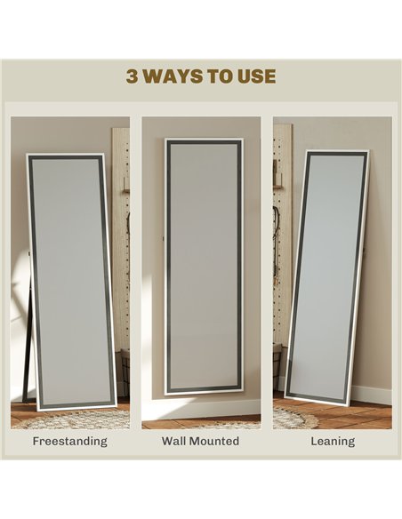 HOMCOM 162.6 cm Two-Tone Full Length Mirror - White/Grey-Tone - pic 162656 | FastDaddyshop