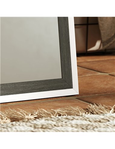 HOMCOM 162.6 cm Two-Tone Full Length Mirror - White/Grey-Tone