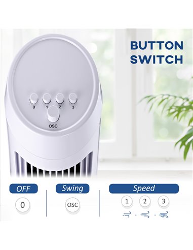 HOMCOM 30" Oscillating Tower Fan 3 Speed Mode Ultra Slim Indoor Air Refresher Cooling Machine Noise Reduction - White