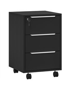 HOMCOM Three-Drawer Locking Filing Cabinet - Black