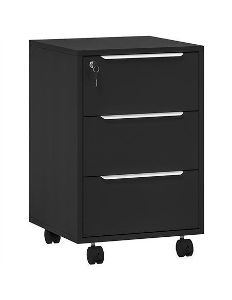 HOMCOM Three-Drawer Locking Filing Cabinet - Black - pic 162660 | FastDaddyshop