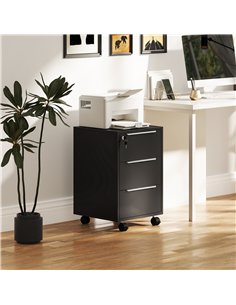 HOMCOM Three-Drawer Locking Filing Cabinet - Black 2