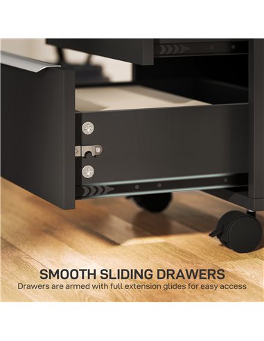 HOMCOM Three-Drawer Locking Filing Cabinet - Black