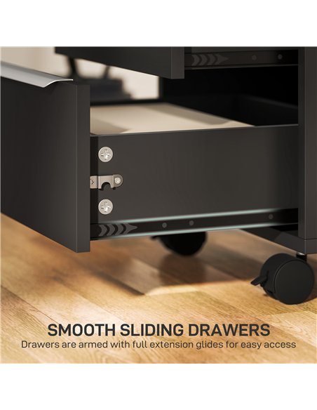 HOMCOM Three-Drawer Locking Filing Cabinet - Black - pic 162666 | FastDaddyshop