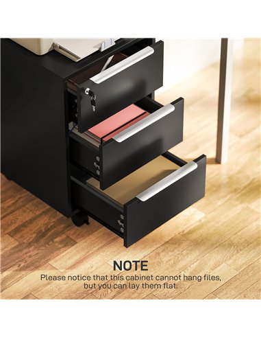 HOMCOM Three-Drawer Locking Filing Cabinet - Black