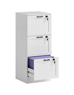 HOMCOM 3-Drawer Filing Cabinet with Lock - White