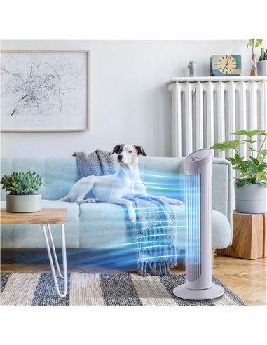 HOMCOM 30" Oscillating Tower Fan 3 Speed Mode Ultra Slim Indoor Air Refresher Cooling Machine Noise Reduction - White