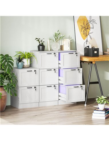 HOMCOM 3-Drawer Filing Cabinet with Lock - White