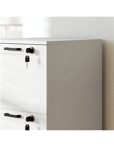 HOMCOM 3-Drawer Filing Cabinet with Lock - White