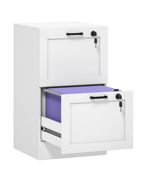 HOMCOM 2-Drawer Filing Cabinet with Lock - White - pic 162678 | FastDaddyshop