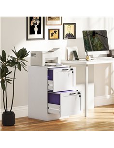 HOMCOM 2-Drawer Filing Cabinet with Lock - White 2