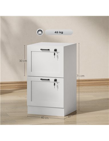 HOMCOM 2-Drawer Filing Cabinet with Lock - White