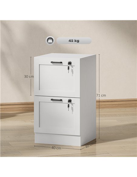 HOMCOM 2-Drawer Filing Cabinet with Lock - White - pic 162680 | FastDaddyshop