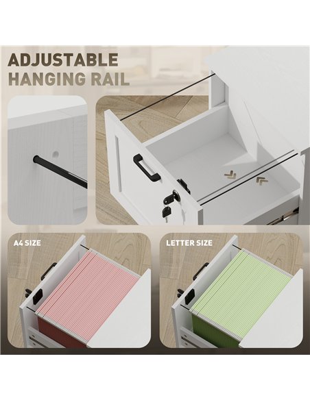 HOMCOM 2-Drawer Filing Cabinet with Lock - White - pic 162682 | FastDaddyshop