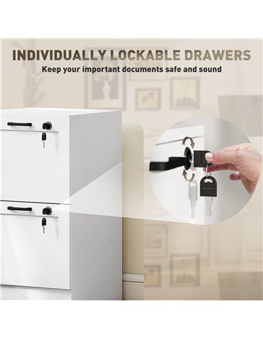 HOMCOM 2-Drawer Filing Cabinet with Lock - White