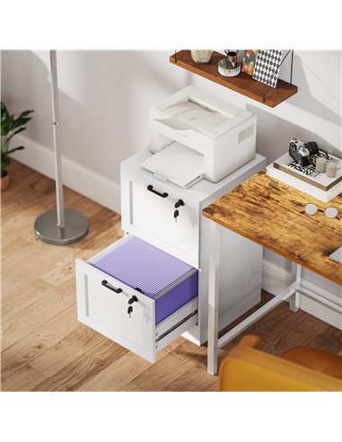 HOMCOM 2-Drawer Filing Cabinet with Lock - White