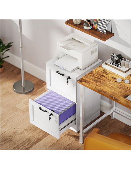 HOMCOM 2-Drawer Filing Cabinet with Lock - White - pic 162685 | FastDaddyshop
