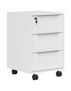 HOMCOM Three-Drawer Locking Filing Cabinet - White
