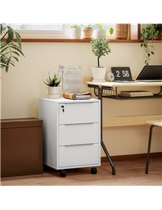 HOMCOM Three-Drawer Locking Filing Cabinet - White 2