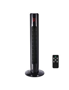Homcom 38'' Oscillation Tower Fan with 3 Speed, 3 Mode, LED Panel, Remote Controller, Black