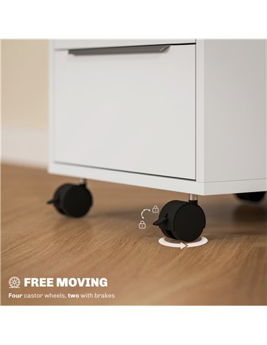 HOMCOM Three-Drawer Locking Filing Cabinet - White