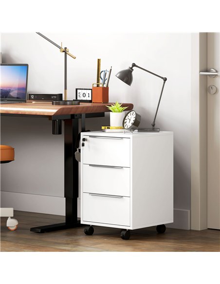 HOMCOM Three-Drawer Locking Filing Cabinet - White - pic 162695 | FastDaddyshop