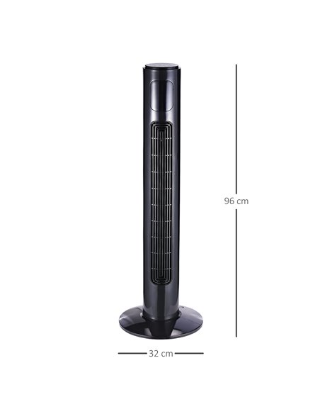 Homcom 38'' Oscillation Tower Fan with 3 Speed, 3 Mode, LED Panel, Remote Controller, Black - pic 16270 | FastDaddyshop