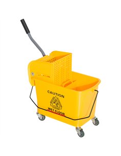 HOMCOM 20L Mop Bucket on Wheels, with Water Separation Panel - Yellow