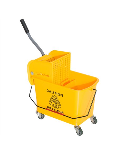 HOMCOM 20L Mop Bucket on Wheels, with Water Separation Panel - Yellow - pic 162714 | FastDaddyshop