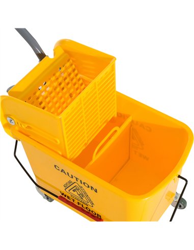 HOMCOM 20L Mop Bucket on Wheels, with Water Separation Panel - Yellow