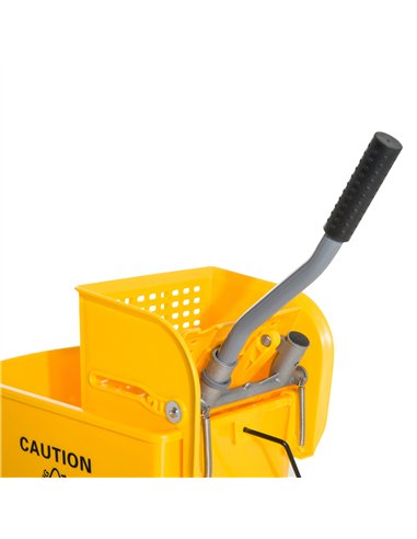 HOMCOM 20L Mop Bucket on Wheels, with Water Separation Panel - Yellow