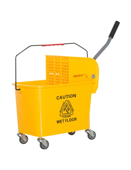 HOMCOM 20L Mop Bucket on Wheels, with Water Separation Panel - Yellow - pic 162720 | FastDaddyshop