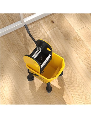 HOMCOM 26 Litre Mop Bucket, with Wringer and Mop - Yellow