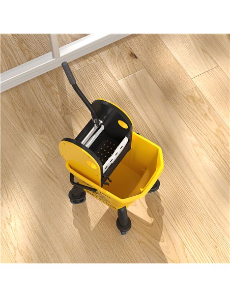 HOMCOM 26 Litre Mop Bucket, with Wringer and Mop - Yellow - pic 162729 | FastDaddyshop