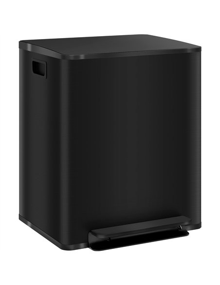 HOMCOM 50L Dual Compartment Stainless Steel Bin, with Deodoriser Holders - Black - pic 162731 | FastDaddyshop