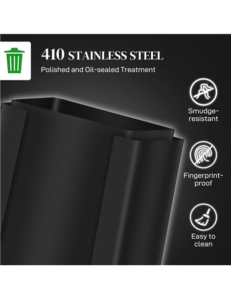 HOMCOM 50L Dual Compartment Stainless Steel Bin, with Deodoriser Holders - Black - pic 162735 | FastDaddyshop