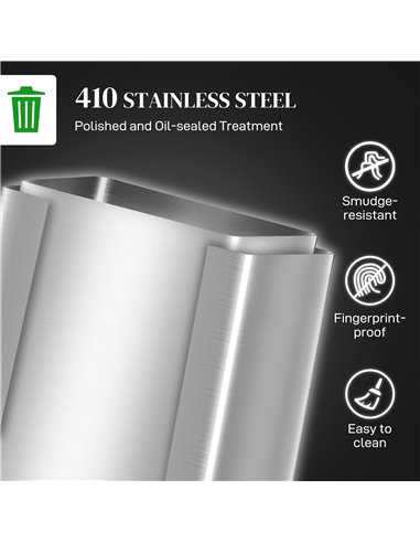 HOMCOM 60L Dual Compartment Stainless Steel Bin, with Deodoriser Holders - Silver Tone