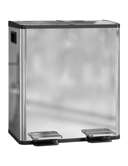 HOMCOM 40L Dual Compartment Stainless Steel Bin, with Deodoriser Holders - Silver Tone - pic 162749 | FastDaddyshop