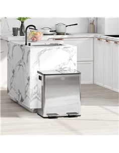 HOMCOM 40L Dual Compartment Stainless Steel Bin, with Deodoriser Holders - Silver Tone 2