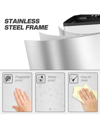 HOMCOM 40L Dual Compartment Stainless Steel Bin, with Deodoriser Holders - Silver Tone