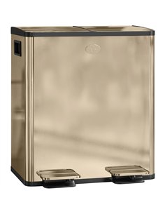 HOMCOM 40L Dual Compartment Stainless Steel Bin, with Deodoriser Holders - Gold Tone