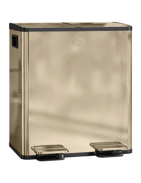 HOMCOM 40L Dual Compartment Stainless Steel Bin, with Deodoriser Holders - Gold Tone - pic 162758 | FastDaddyshop
