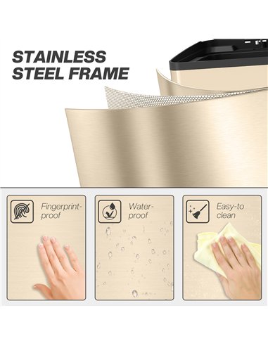 HOMCOM 40L Dual Compartment Stainless Steel Bin, with Deodoriser Holders - Gold Tone