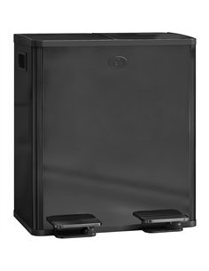 HOMCOM 40L Dual Compartment Stainless Steel Bin, with Deodoriser Holders - Glossy Black