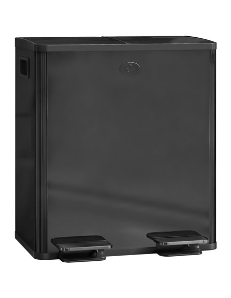 HOMCOM 40L Dual Compartment Stainless Steel Bin, with Deodoriser Holders - Glossy Black - pic 162767 | FastDaddyshop